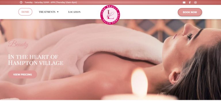 A Beauty Salon Website – Located at Hampton, London. (Lush Beauty)