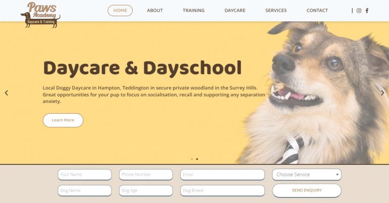 Website for PETs with course selling options (Paws Academy)